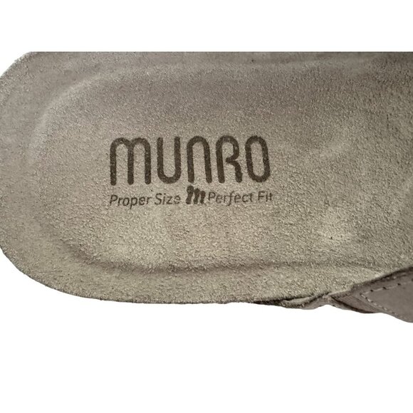 Munro CAMILA Sz 7WW Nubuck Slip-On Sandals Slides Taupe Combo NEW - Picture 6 of 9